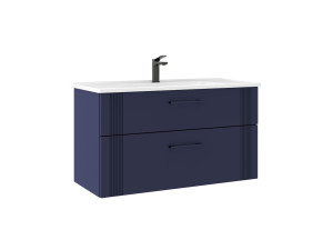 Wastafelmeubel "Bari 100 v2" - 100 x 45 x 55 cm - Mat marineblauw