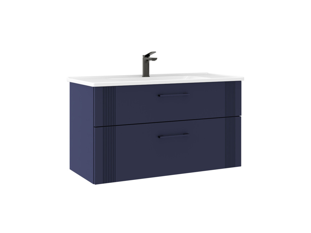 Wastafelmeubel "Bari 100 v2" - 100 x 45 x 55 cm - Mat marineblauw