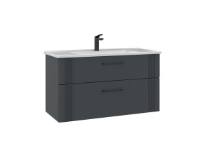 Wastafelmeubel "Bari 100 v2" - 100 x 45 x 55 cm - Mat antraciet