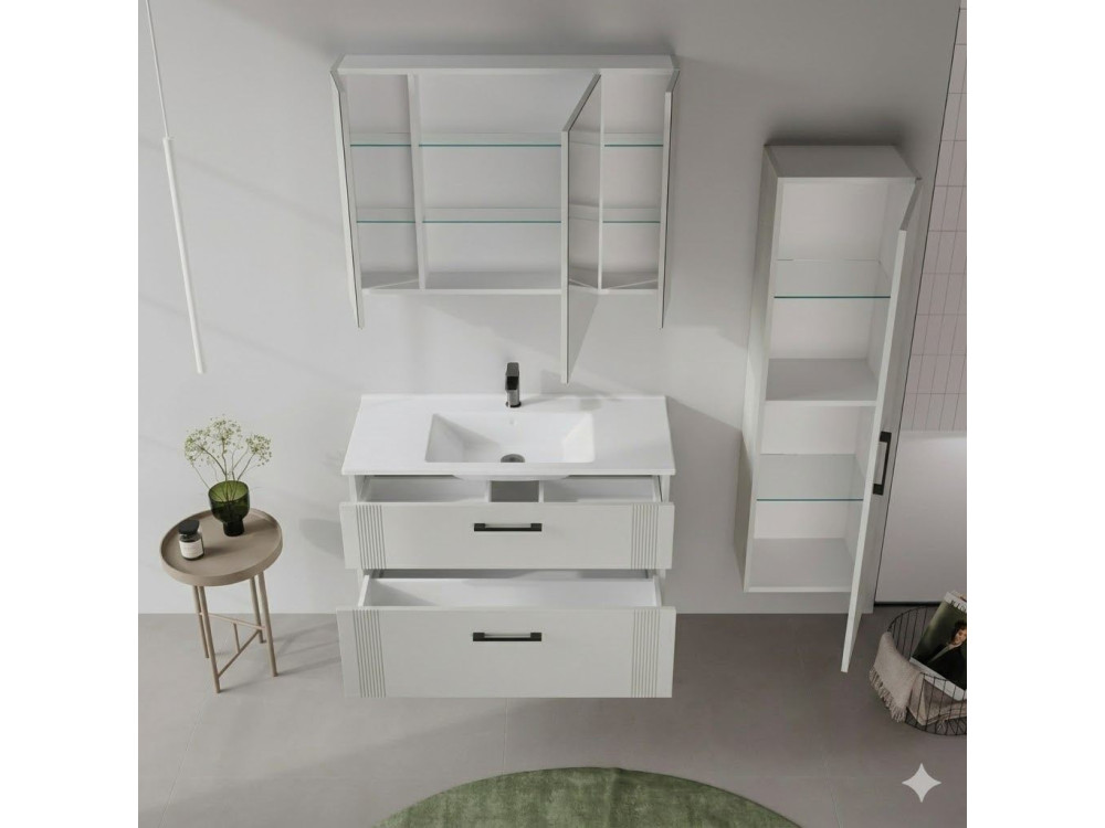 Wastafelmeubel "Bari 100 v2" - 100 x 45 x 55 cm - Matte Cashmere