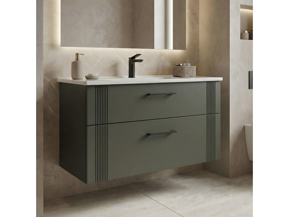 Wastafelmeubel "Bari 100 v2" - 100 x 45 x 55 cm - Matte Green