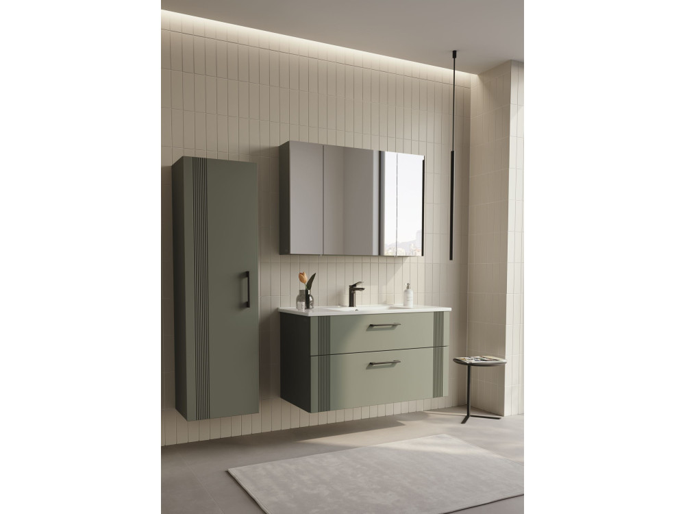 Wastafelmeubel "Bari 100 v2" - 100 x 45 x 55 cm - Matte Green