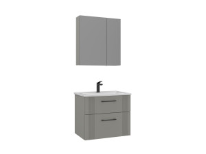 Wastafelmeubel met spiegel (2-delig) "Bari 65 v2" - 65 x 45 x 55 cm - Mat Cashmere