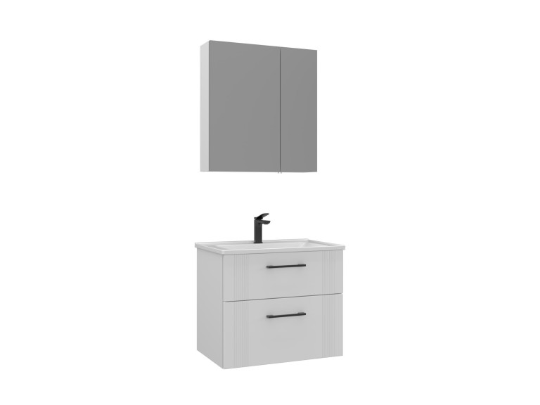 Wastafelmeubel met spiegel (2-delig) "Bari 65 v2" - 65 x 45 x 55 cm - Matwit