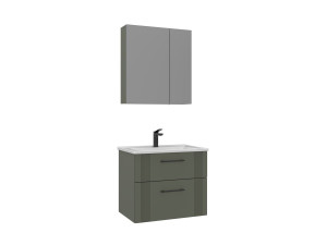 Wastafelmeubel met spiegel (2-delig) "Bari 65 v2" - 65 x 45 x 55 cm - Matte Green