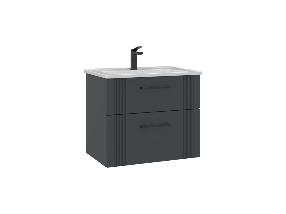 Wastafelmeubel "Bari 65 v2" - 65 x 45 x 55 cm - Mat antraciet