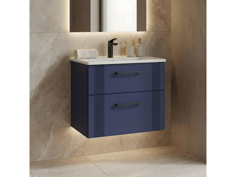 Wastafelmeubel "Bari 65 v2" - 65 x 45 x 55 cm - Mat marineblauw