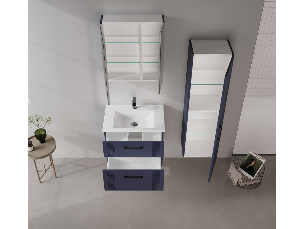 Wastafelmeubel "Bari 65 v2" - 65 x 45 x 55 cm - Mat marineblauw