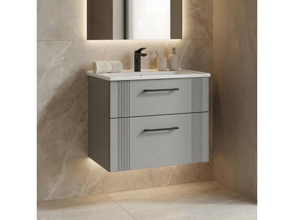Wastafelmeubel "Bari 65 v2" - 65 x 45 x 55 cm - Matte Cashmere