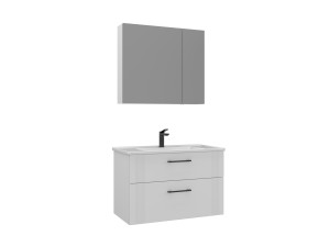 Wastafelmeubel met spiegel (2-delig) "Bari 85 v2" - 85 x 45 x 55 cm - Matwit