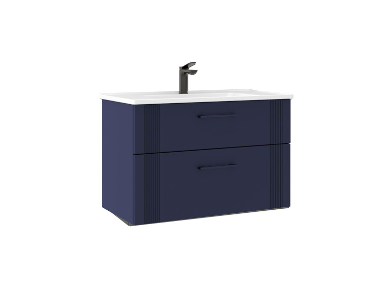 Wastafelmeubel "Bari 85 v2" - 85 x 45 x 55 cm - Mat marineblauw