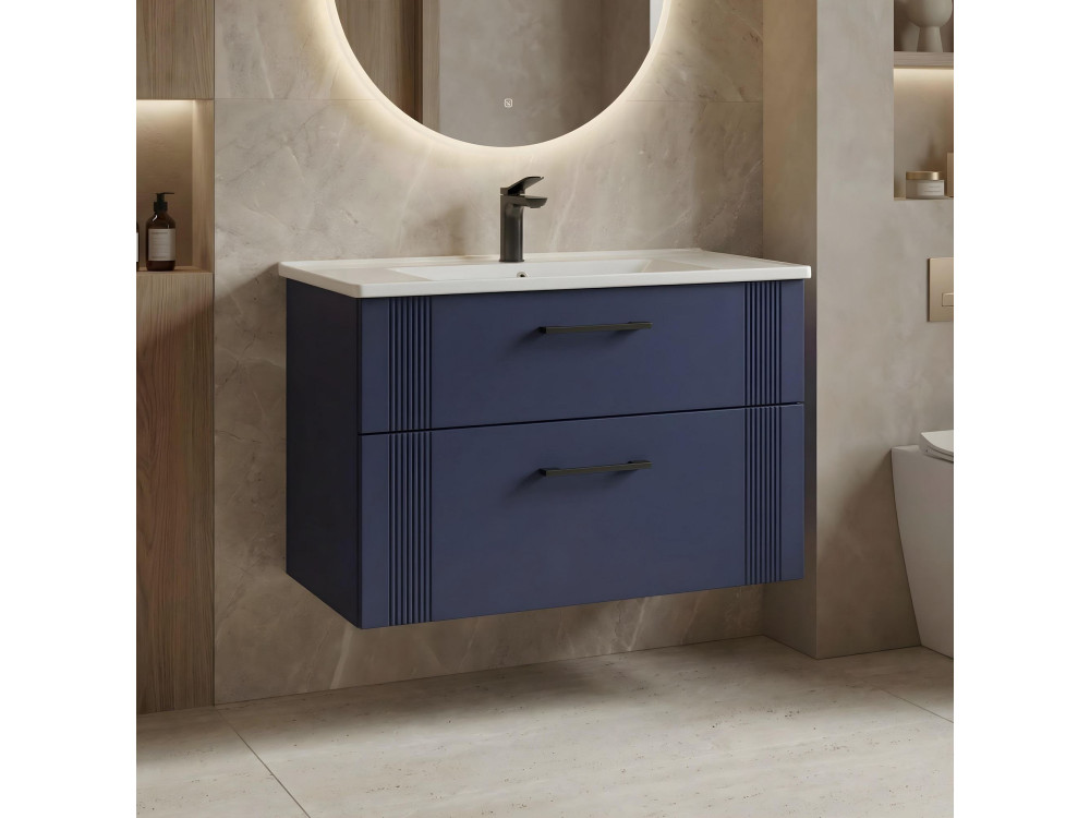 Wastafelmeubel "Bari 85 v2" - 85 x 45 x 55 cm - Mat marineblauw