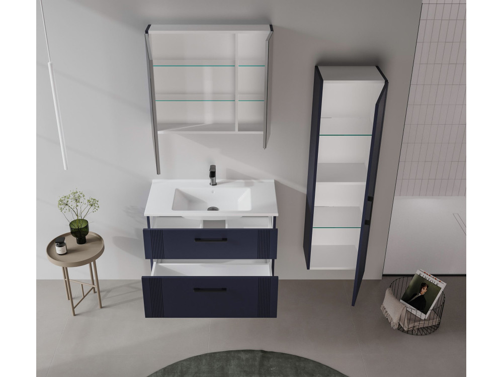 Wastafelmeubel "Bari 85 v2" - 85 x 45 x 55 cm - Mat marineblauw