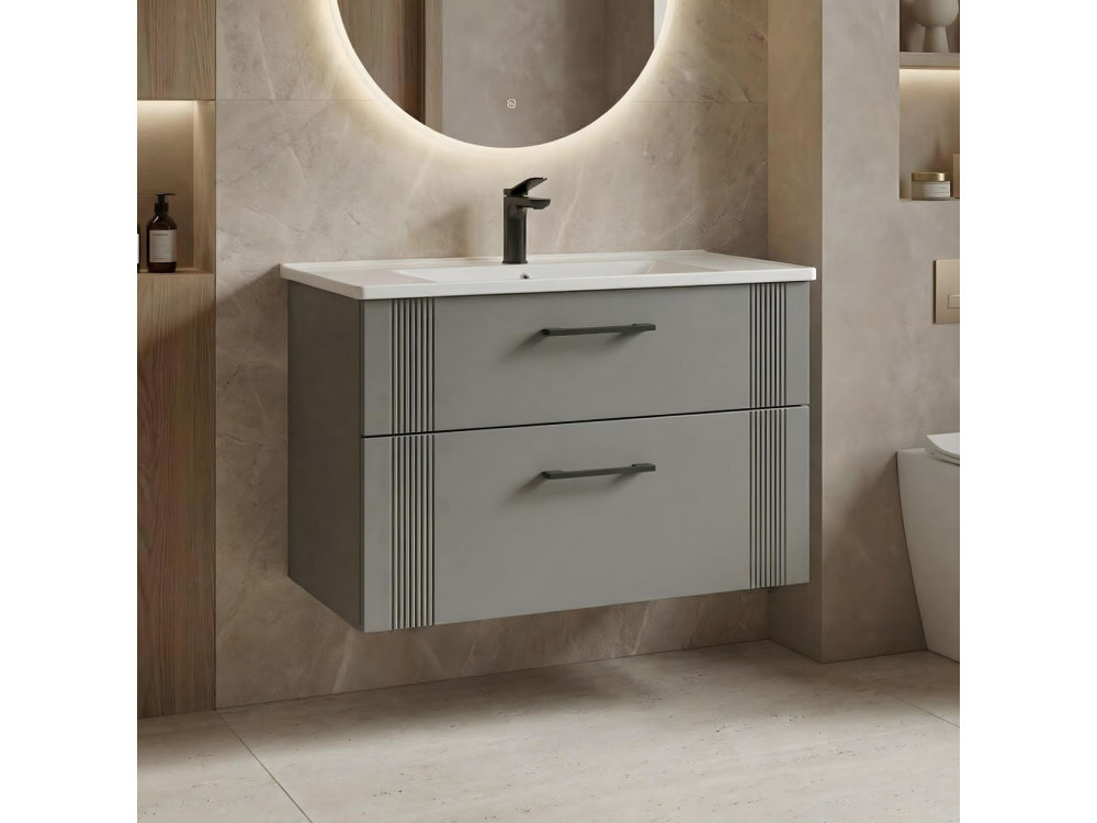 Wastafelmeubel "Bari 85 v2" - 85 x 45 x 55 cm - Matte Cashmere