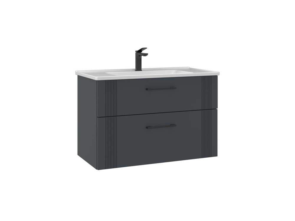 Wastafelmeubel "Bari 85 v2" - 85 x 45 x 55 cm - Mat antraciet