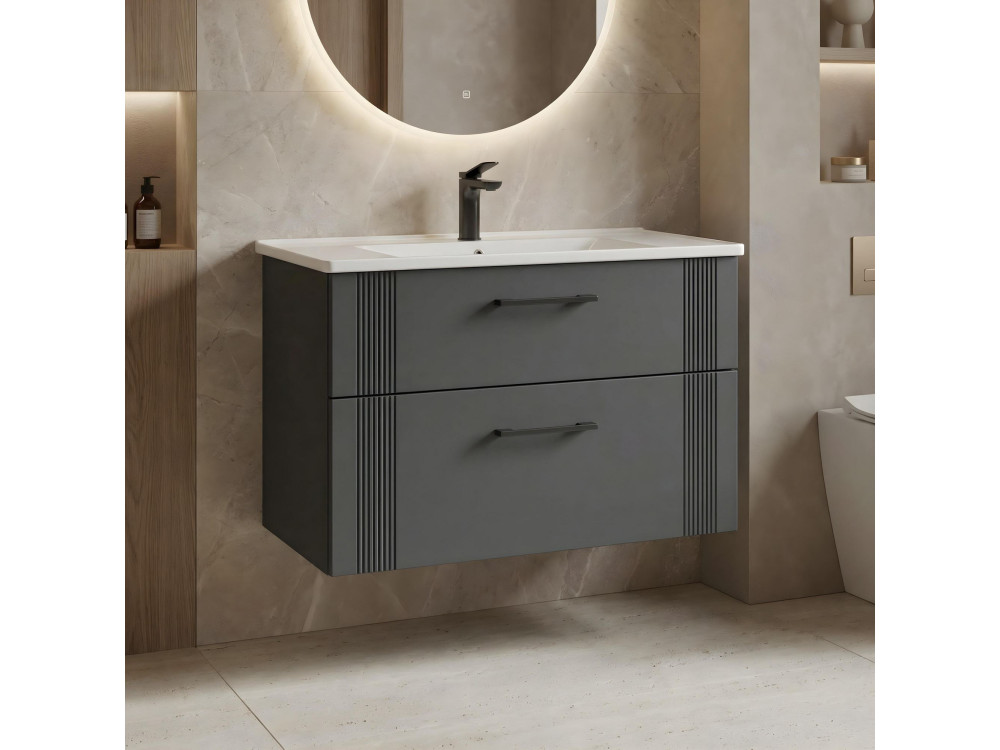 Wastafelmeubel "Bari 85 v2" - 85 x 45 x 55 cm - Mat antraciet