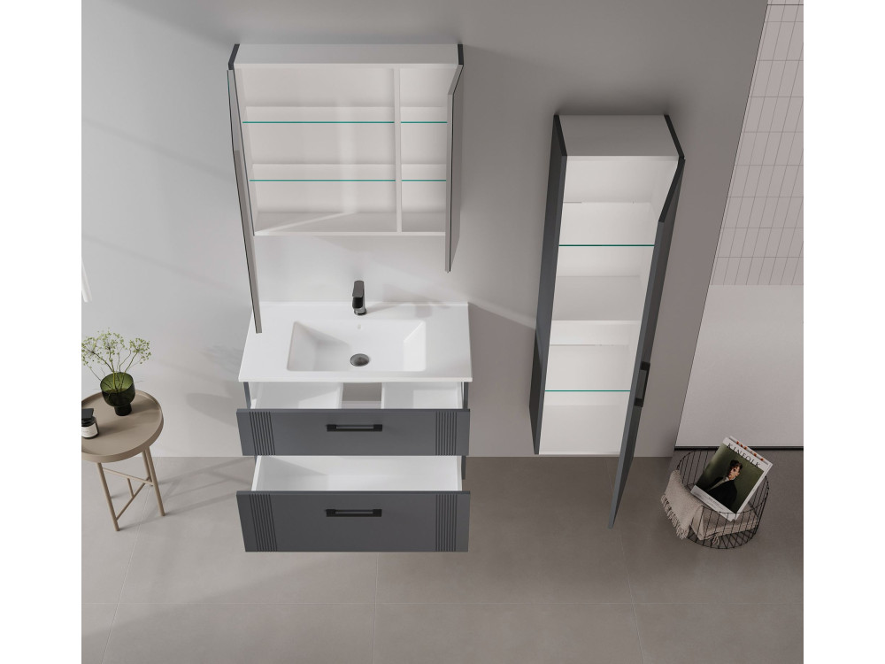 Wastafelmeubel "Bari 85 v2" - 85 x 45 x 55 cm - Mat antraciet