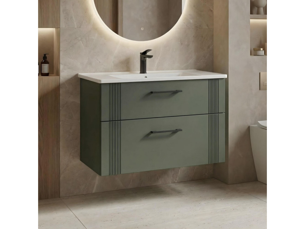 Wastafelmeubel "Bari 85 v2" - 85 x 45 x 55 cm - Matte Green