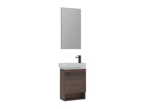 Wastafelmeubel met spiegel (2-delig) "Begonya 55" - 53 x 33 x 75 cm - Walnut