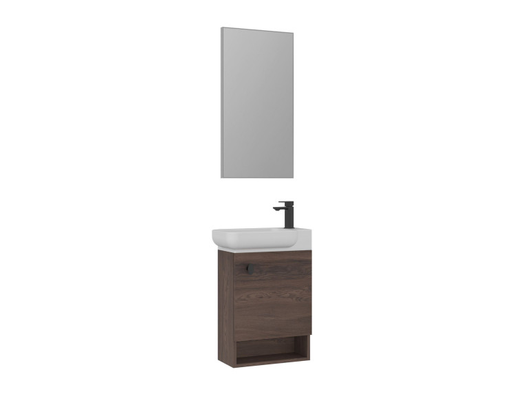 Wastafelmeubel met spiegel (2-delig) "Begonya 55" - 53 x 33 x 75 cm - Walnut
