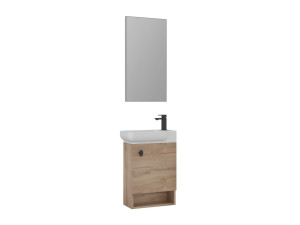 Wastafelmeubel met spiegel (2-delig) "Begonya 55" - 53 x 33 x 75 cm - Eiken