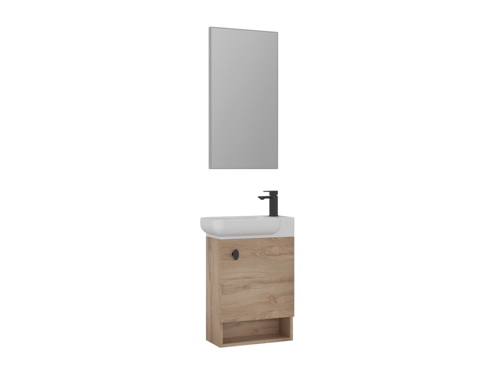 Wastafelmeubel met spiegel (2-delig) "Begonya 55" - 53 x 33 x 75 cm - Eiken