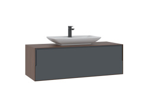 Wastafelmeubel "Craft 120" - 120 x 50 x 40 cm - Walnoot / Antraciet