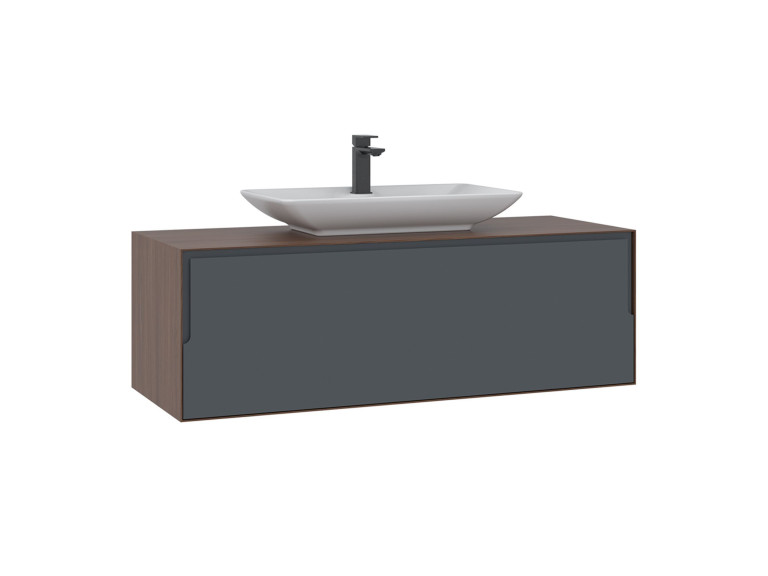 Wastafelmeubel "Craft 120" - 120 x 50 x 40 cm - Walnoot / Antraciet