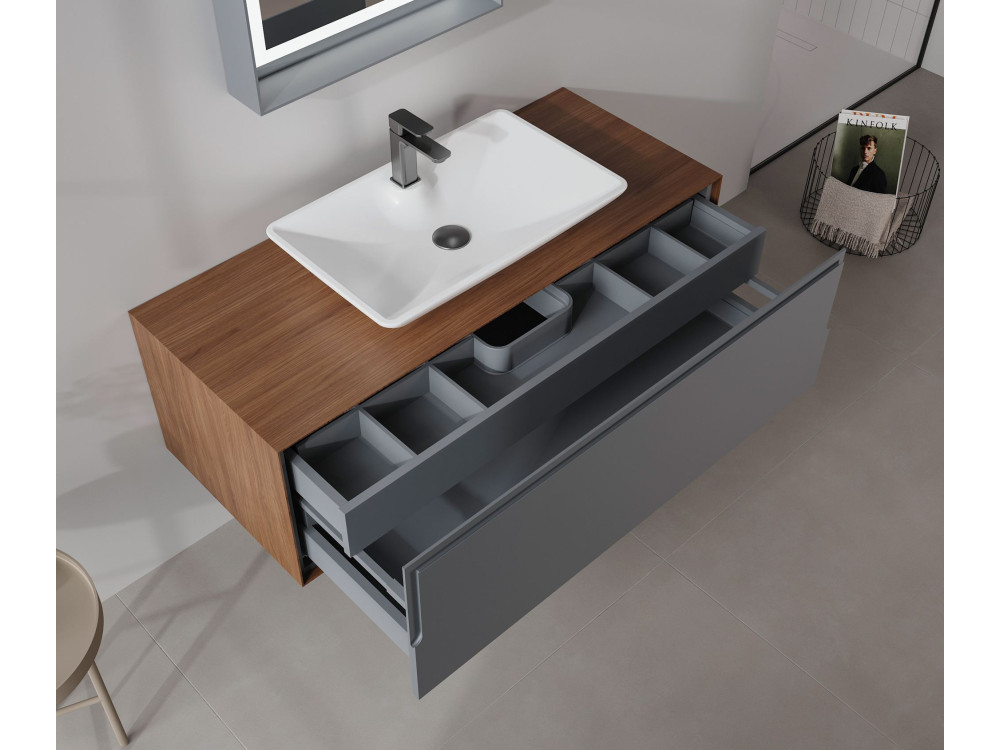 Wastafelmeubel "Craft 120" - 120 x 50 x 40 cm - Walnoot / Antraciet
