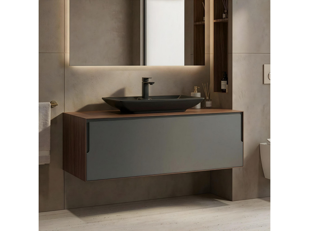 Wastafelmeubel "Craft 120" - 120 x 50 x 40 cm - Walnoot / Antraciet