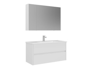 Wastafelmeubel met spiegel (2-delig) "Arno 100" - 100 x 45 x 52 cm - Wit