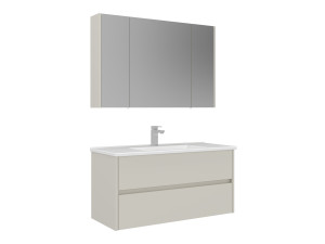 Wastafelmeubel met spiegel (2-delig) "Arno 100" - 100 x 45 x 52 cm - Cashmere