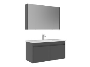 Wastafelmeubel met spiegel (2-delig) "Arno 100" - 100 x 45 x 52 cm - Grijs