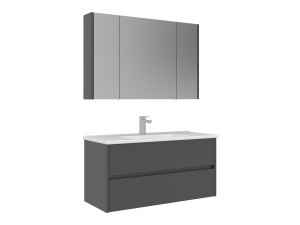 Wastafelmeubel met spiegel (2-delig) "Arno 100" - 100 x 45 x 52 cm - Grijs