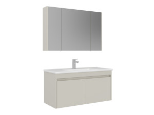 Wastafelmeubel met spiegel (2-delig) "Arno 100" - 100 x 45 x 52 cm - Cashmere