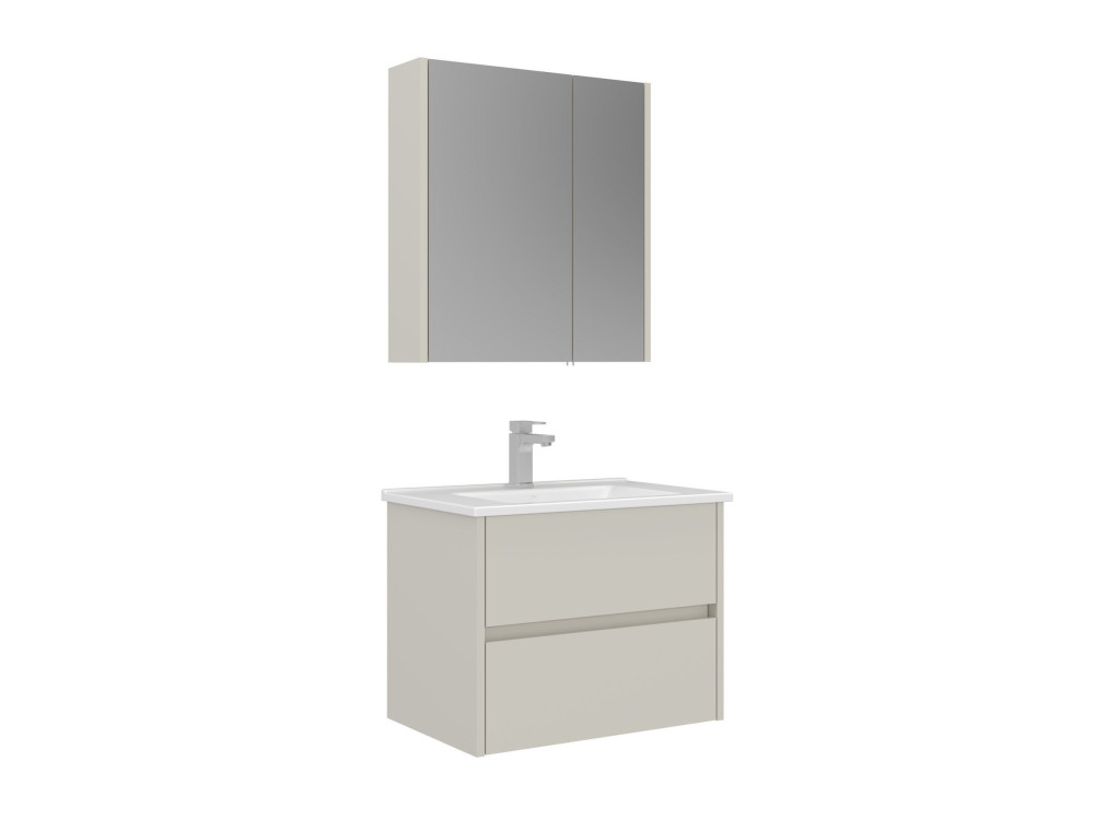 Wastafelmeubel met spiegel (2-delig) "Arno 65" - 65 x 45 x 52 cm - Cashmere