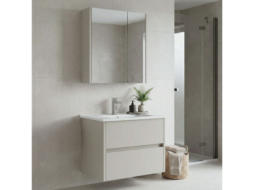 Wastafelmeubel met spiegel (2-delig) "Arno 65" - 65 x 45 x 52 cm - Cashmere