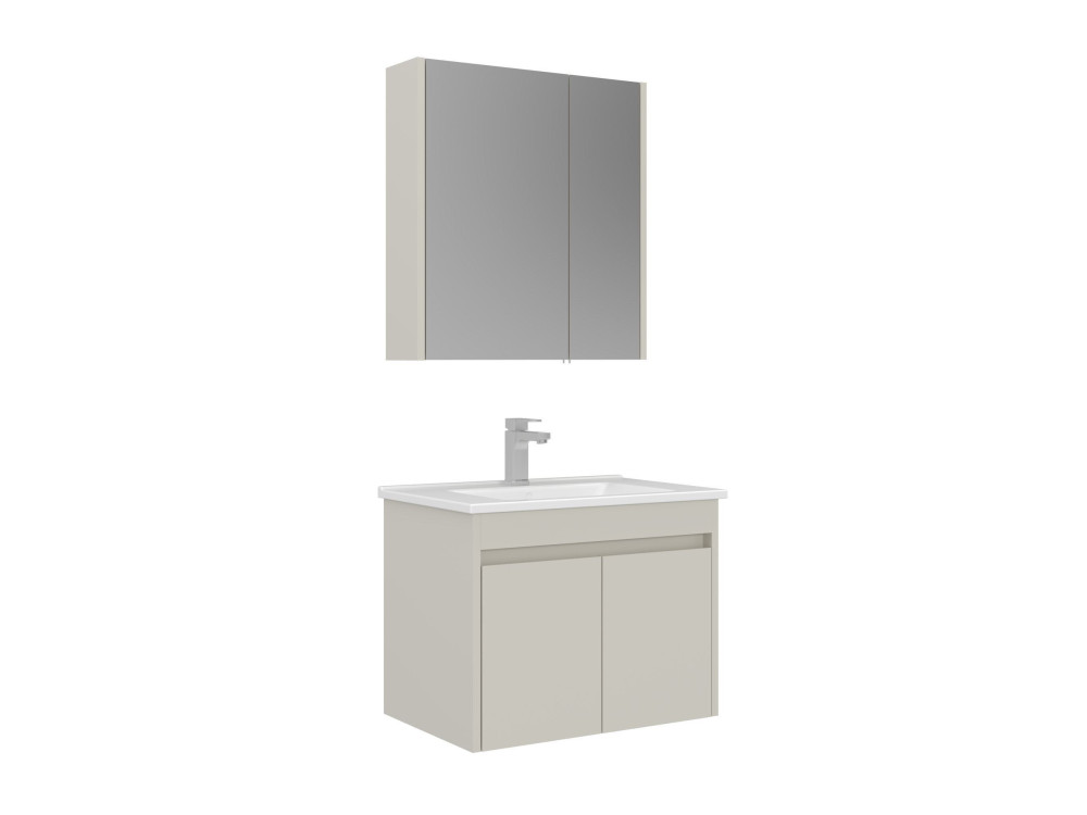 Wastafelmeubel met spiegel (2-delig) "Arno 65" - 65 x 45 x 52 cm - Cashmere