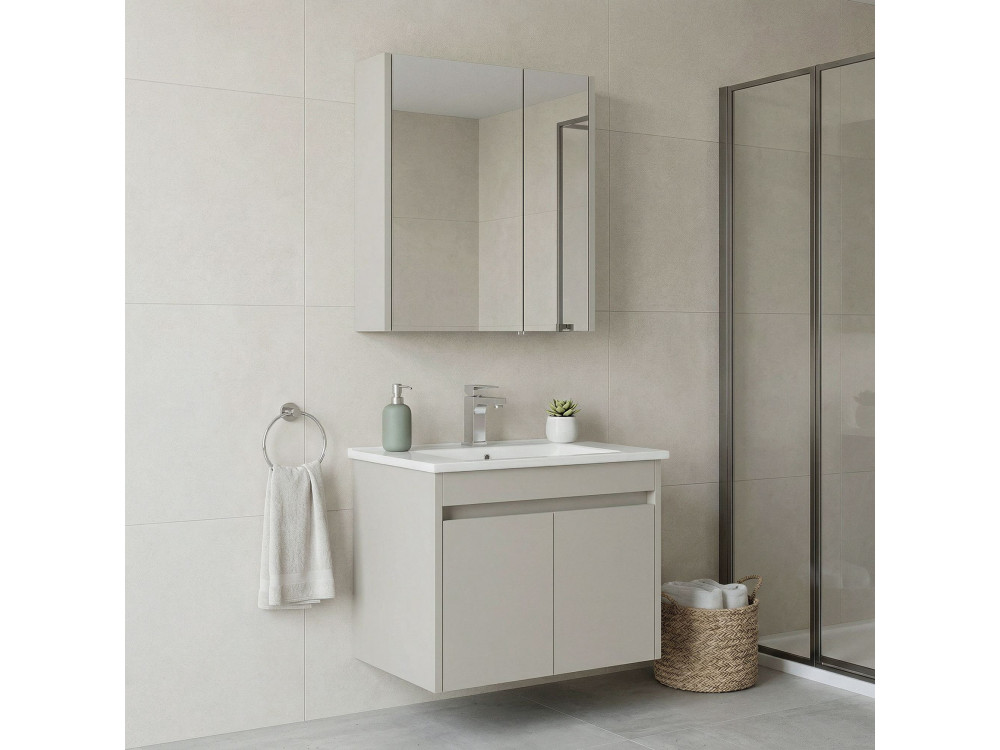 Wastafelmeubel met spiegel (2-delig) "Arno 65" - 65 x 45 x 52 cm - Cashmere