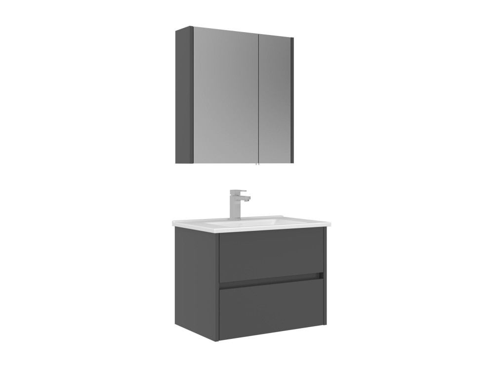 Wastafelmeubel met spiegel (2-delig) "Arno 65" - 65 x 45 x 52 cm - Grijs