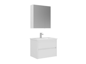 Wastafelmeubel met spiegel (2-delig) "Arno 65" - 65 x 45 x 52 cm - Wit