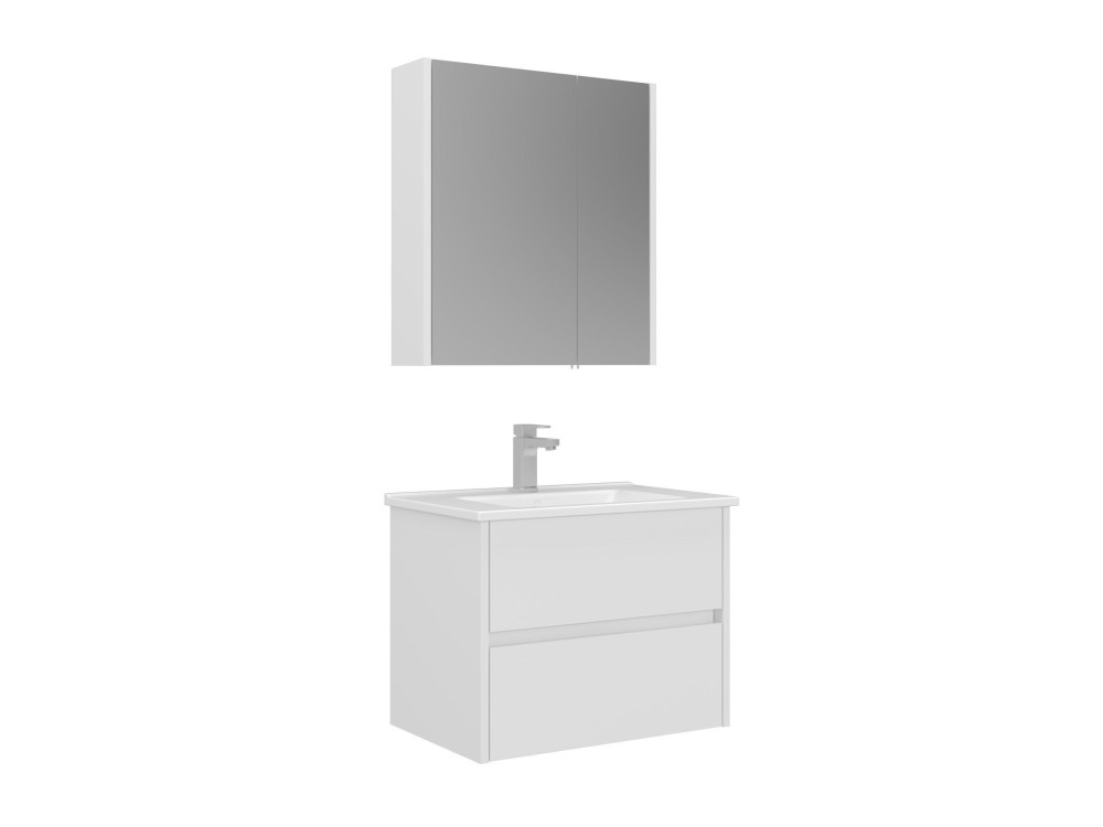 Wastafelmeubel met spiegel (2-delig) "Arno 65" - 65 x 45 x 52 cm - Wit
