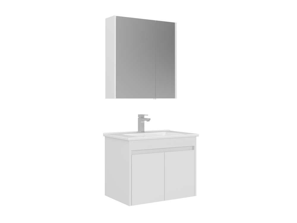 Wastafelmeubel met spiegel (2-delig) "Arno 65" - 65 x 45 x 52 cm - Wit