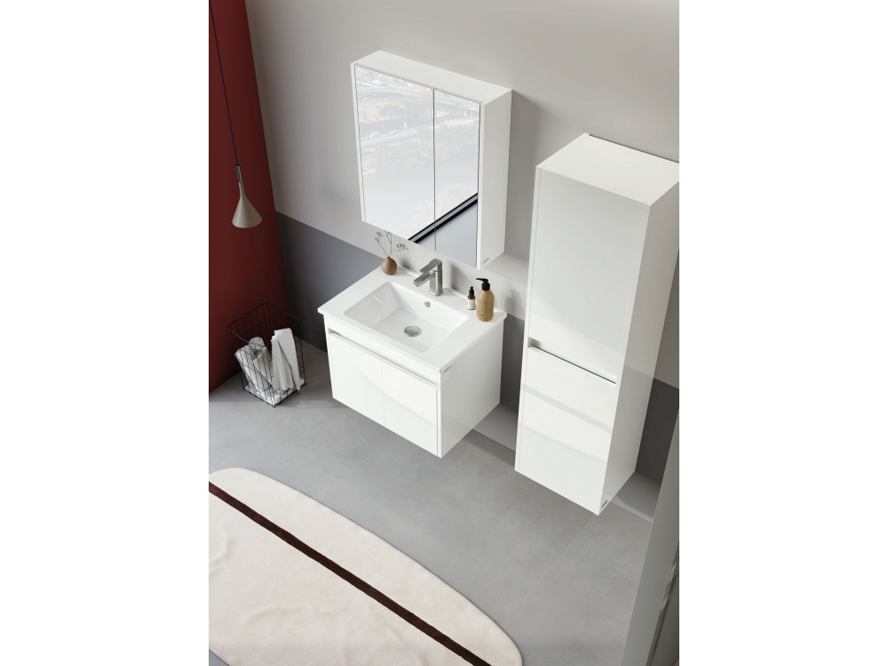 Wastafelmeubel met spiegel (2-delig) "Arno 65" - 65 x 45 x 52 cm - Wit