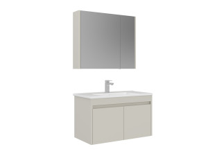 Wastafelmeubel met spiegel (2-delig) "Arno 85" - 85 x 45 x 52 cm - Cashmere