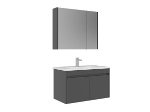 Wastafelmeubel met spiegel (2-delig) "Arno 85" - 85 x 45 x 52 cm - Grijs