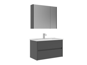 Wastafelmeubel met spiegel (2-delig) "Arno 85" - 85 x 45 x 52 cm - Grijs