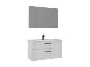 Wastafelmeubel met spiegel (2-delig) "Bari 100 v2" - 100 x 45 x 55 cm - Matwit