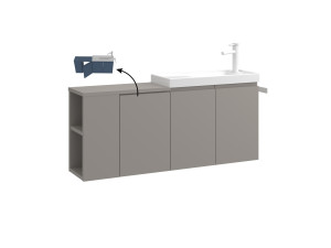 Wastafelmeubel "Ferla 110" - 110 x 22 x 45 cm - Matte Mink