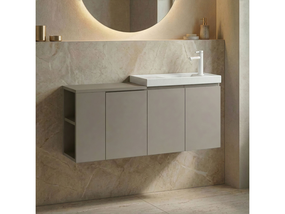 Wastafelmeubel "Ferla 110" - 110 x 22 x 45 cm - Matte Mink